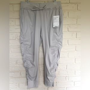 Athleta Attitude Pant. Size 8 petite. Soft gray. Relaxed fit mid rise.